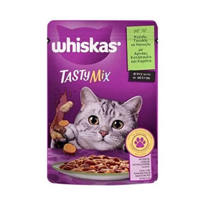 Pouch Tastymix Sos İçinde Kuzulu Tavuklu ve Havuçlu Yetişkin Kedi Konservesi 12 Adet 85 Gr