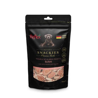 Snackies Natural Tavuklu ve Alaska Mezgitli Sushi Tahılsız Köpek Ödül Maması 90 Gr