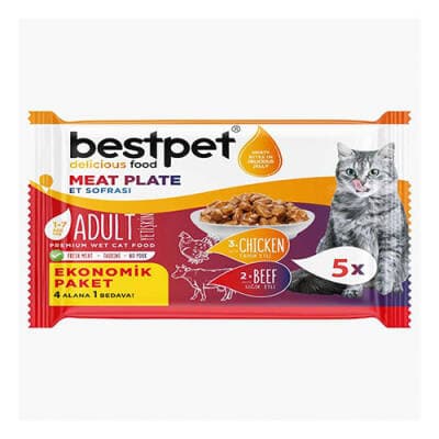 Sığır Etli ve Tavuk Etli Taurinli Tahılsız Yetişkin Kedi Konservesi 5x85 Gr