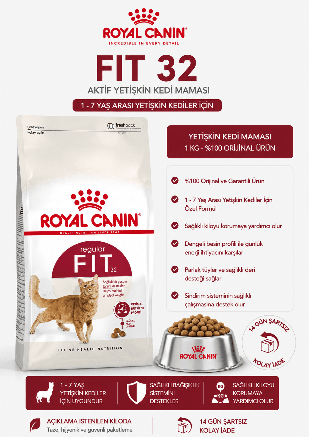 Royal Canin Fit 32 Açık Kedi Maması 1KG