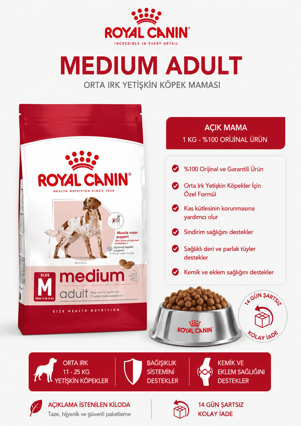 Royal Canin Medium Orta Irk Açık Köpek Maması 1 Kg
