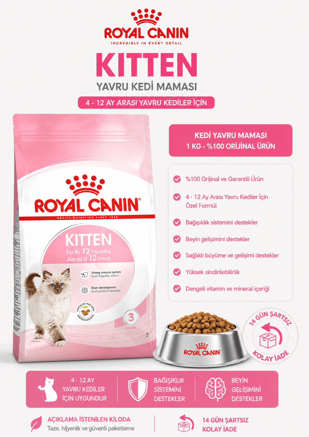 Royal Canin Kitten Yavru Açık Kedi Maması 1 Kg
