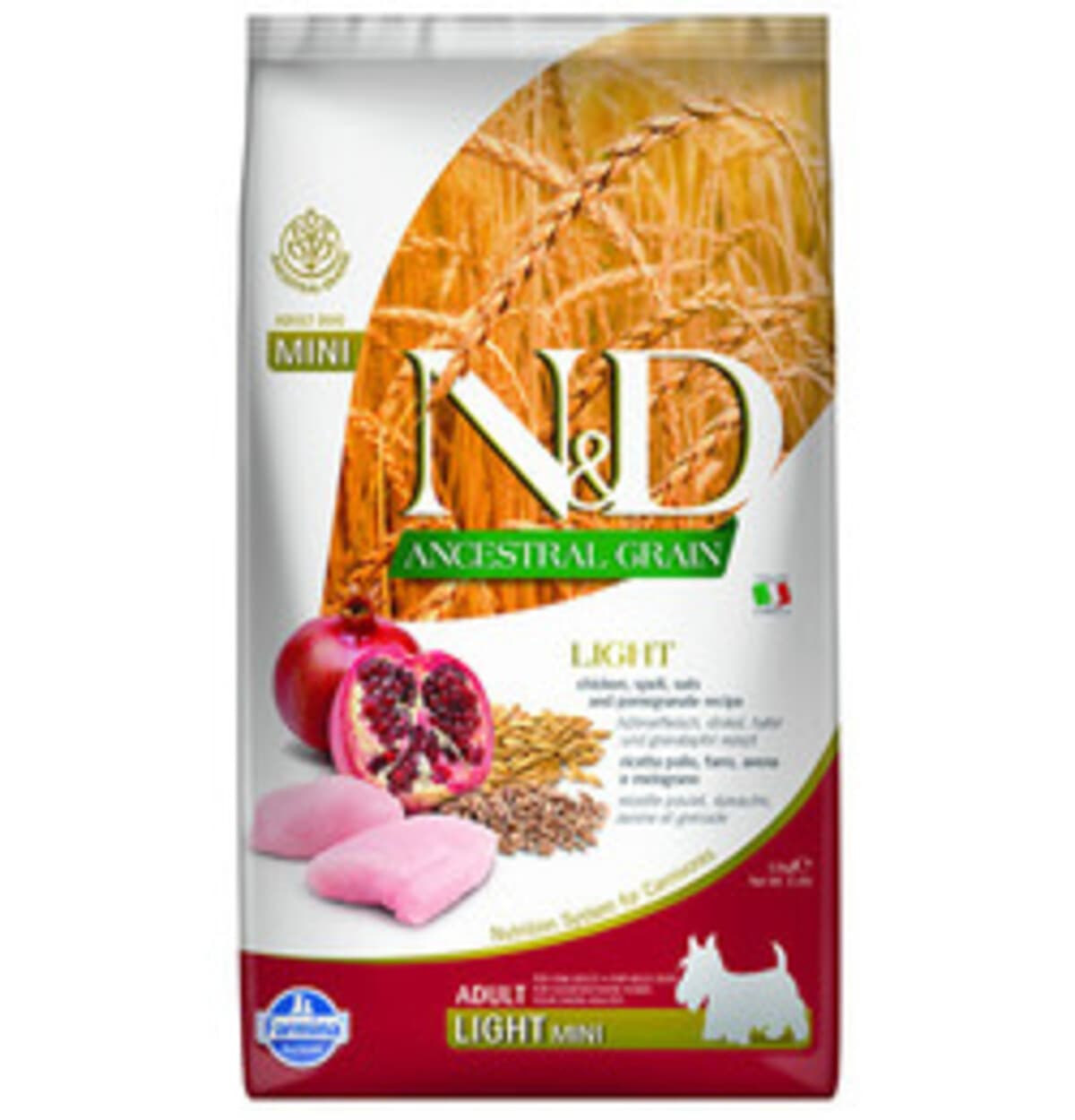 ND Düşük Tahıl Mini Light Küçük Irk Tavuk Nar Köpek Maması 2,5 Kg