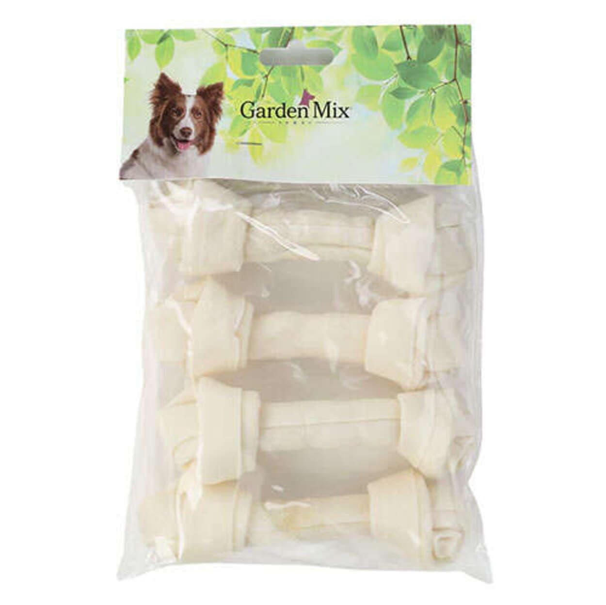 Garden Mix Beyaz Düğümlü Sütlü Deri Kemik - 13 Cm (4 lü Paket)