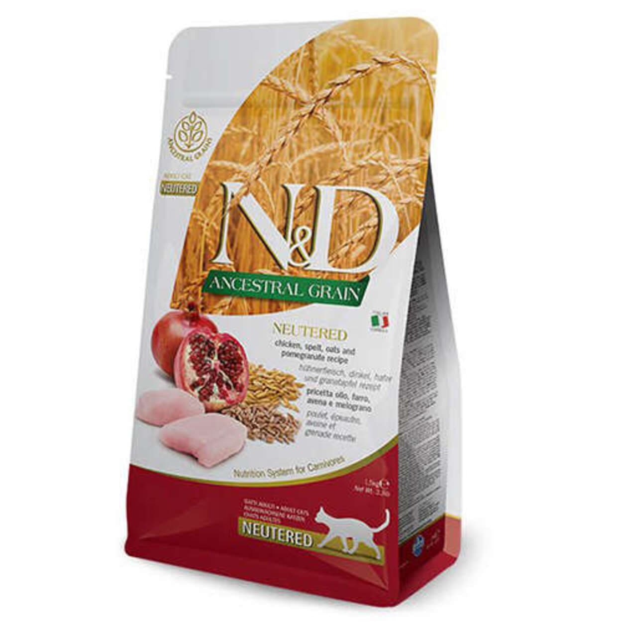 ND Düşük Tahıllı Tavuk Nar Kısırlaştırılmış Kedi Maması 1,5 Kg