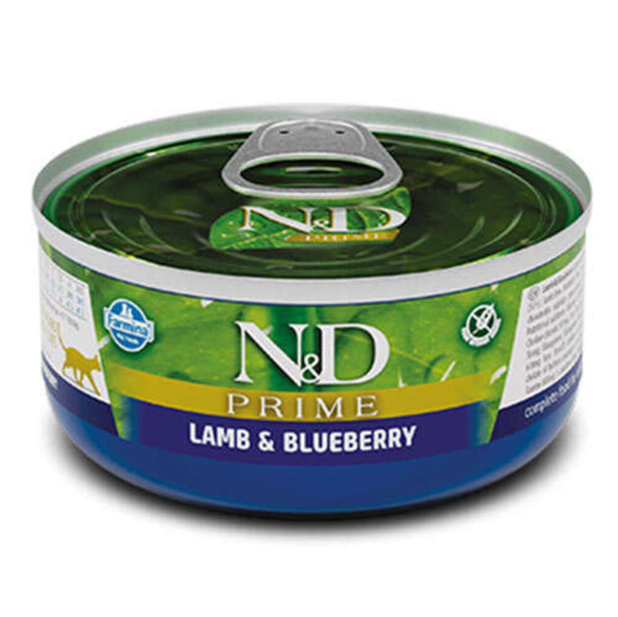 ND 2062 Prime Kuzu Etli ve Yaban Mersinli Kedi Konservesi 70 Gr