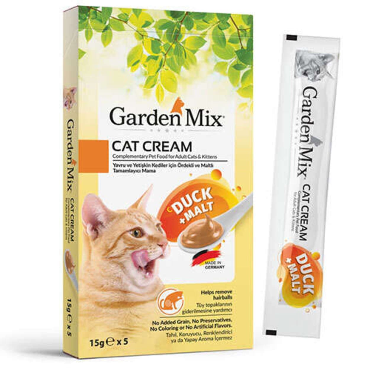 Garden Mix Ördek Malt Ek Besin ve Kedi Ödül Kreması (5 x 15 Gr)
