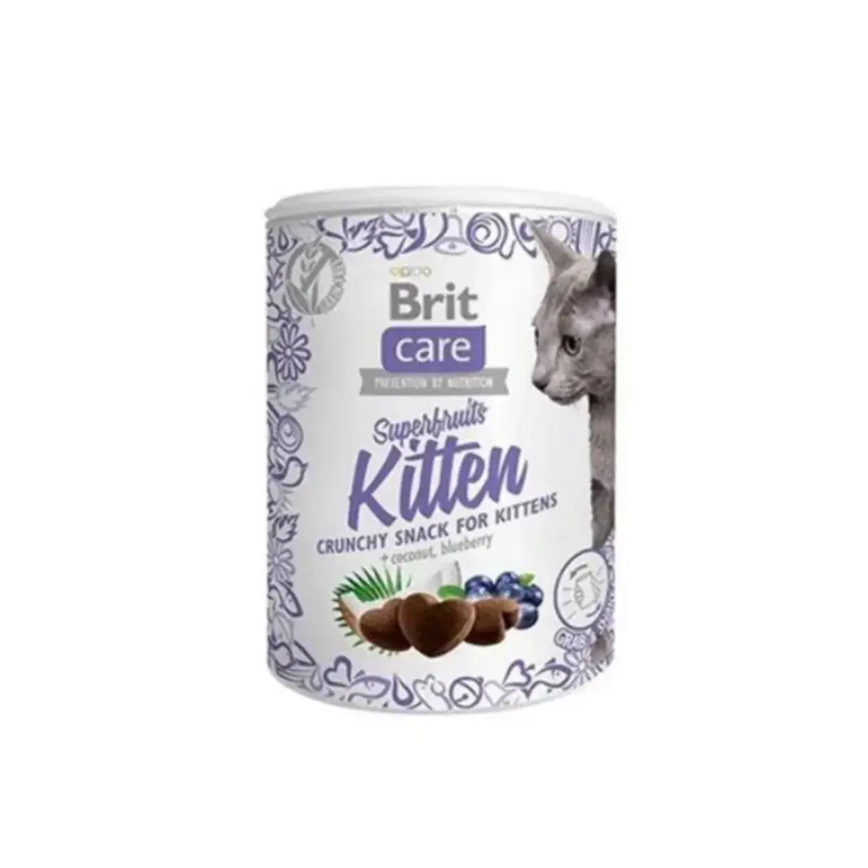 Brit Care Cat Snack Superfruits Kitten Hindistan Cevizi Yaban Mersini Tahılsız Yavru Kedi Ödülü 100 Gr