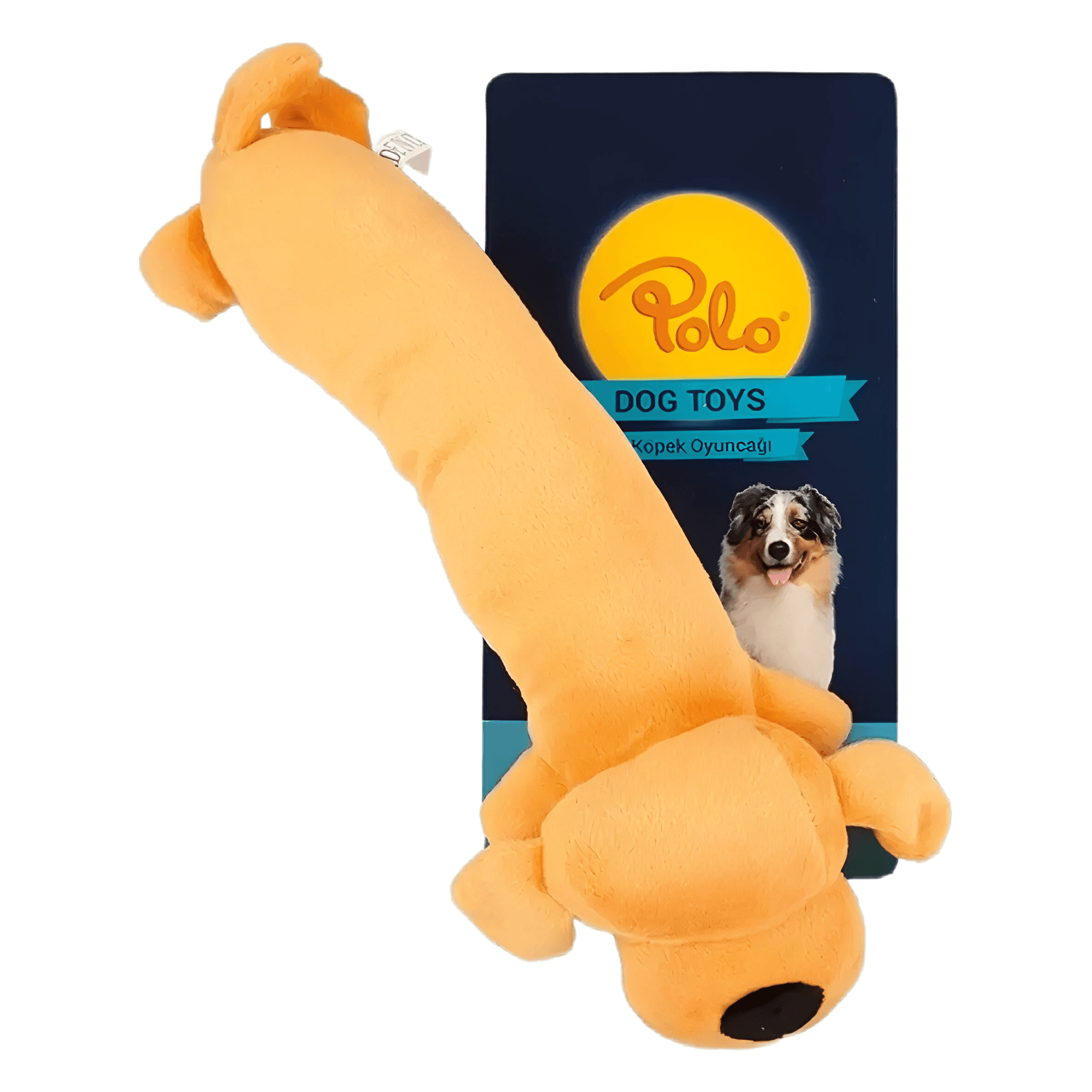 Polo. Peluş Turuncu Sosis Köpek Oyuncağı 35 Cm