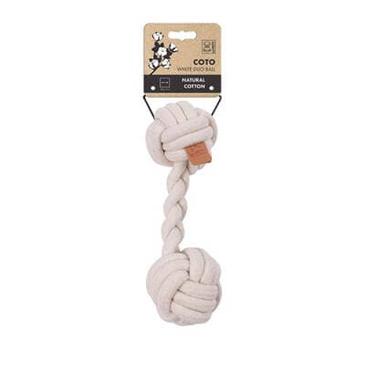 Beyaz Duo Ball Örgü Köpek Oyuncağı 28 Cm