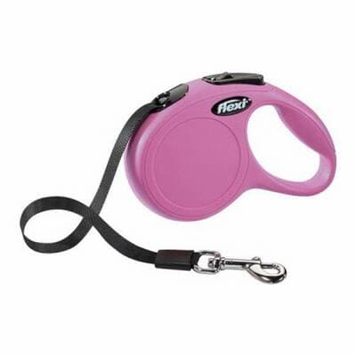 New Classic Otomatik Şerit Köpek Gezdirme Tasması XSmall 3 Mt Pembe