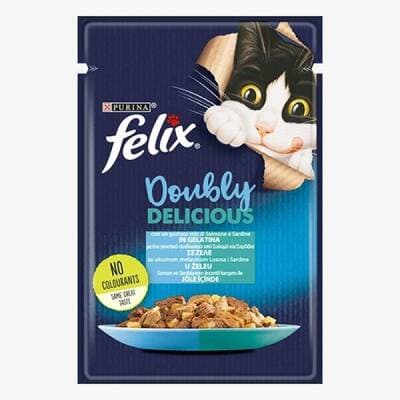 Pouch Çifte Lezzet Somonlu ve Sardalyalı Yetişkin Kedi Konservesi 85 Gr