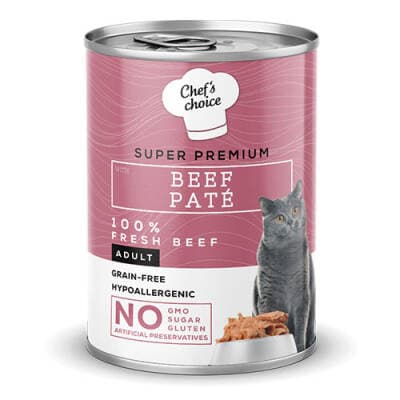 Pate Beef Biftekli Tahılsız Ezme Yetişkin Kedi Konservesi 400 Gr