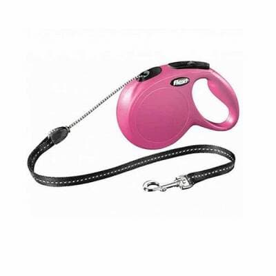 New Classic Otomatik İp Köpek Gezdirme Tasması Medium 5 Mt Pembe